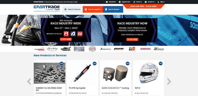 Web App: Racing Industry Platform Screenshot