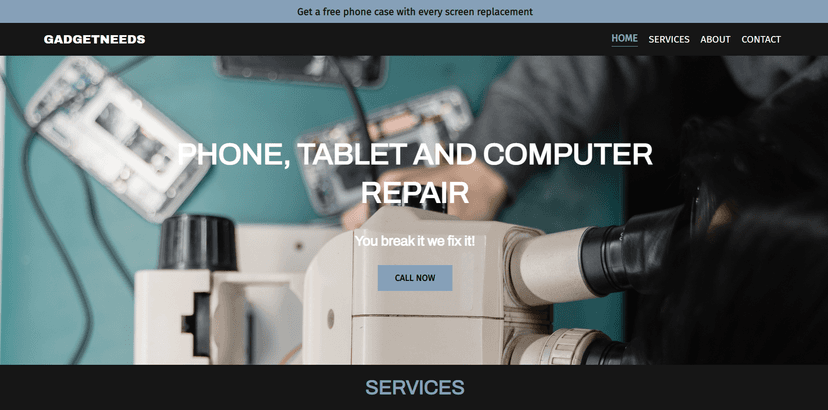 Front End Website: Phone Repair Shop Screenshot